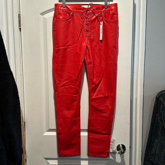 ASOS Skinny Jeans in Red Leather Look - Picture 1 of 3